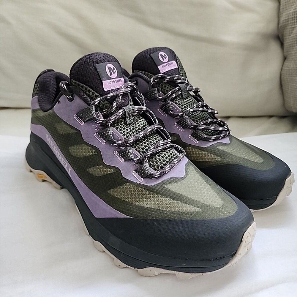 Merrell Women's Moab Speed Hiking Shoes Lichen 9 W Float Pro Lace Up Sneakers
